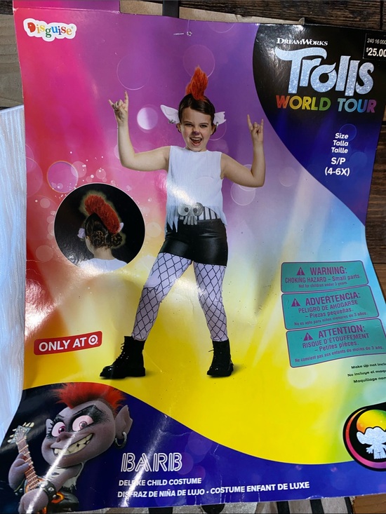 Disguise Other - Disguise Trolls Barb Costume - White Top, Black Shorts, Red Hairpiece